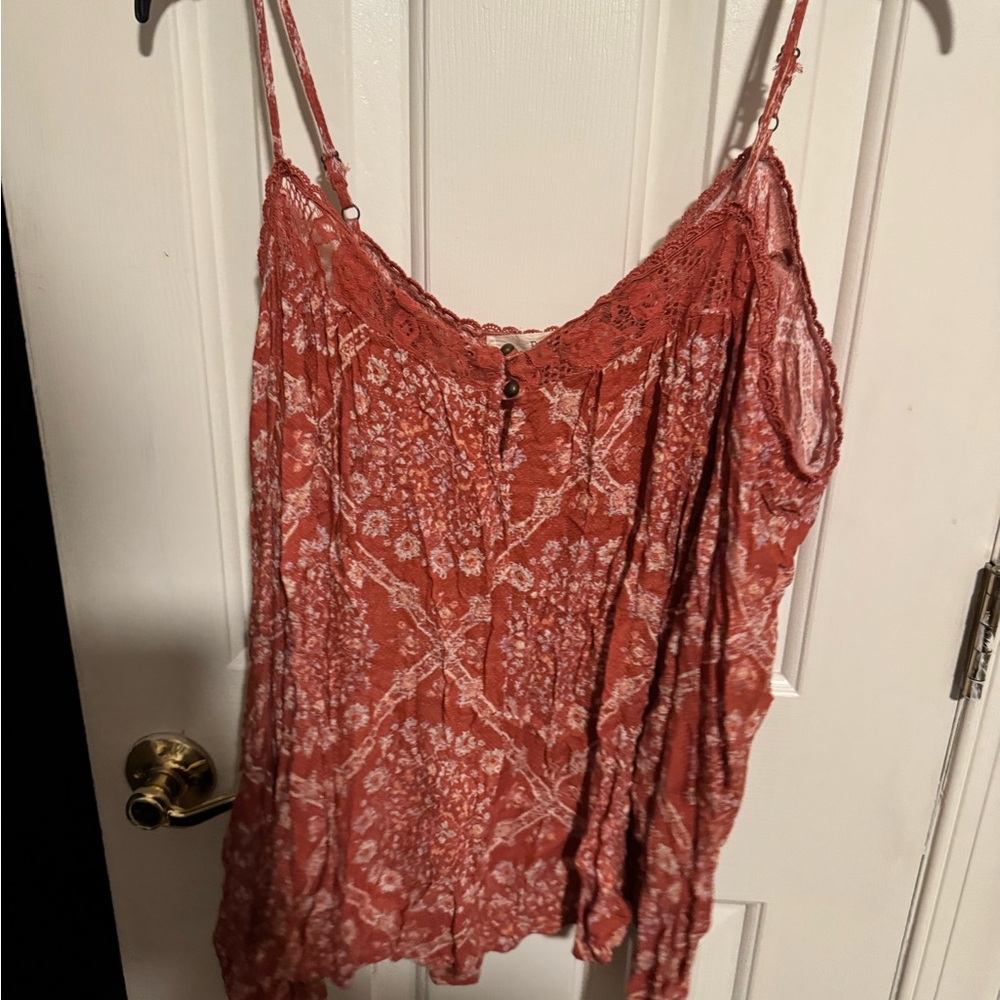 Rewind Orange Pink Asymmetrical Ruffled Camisole